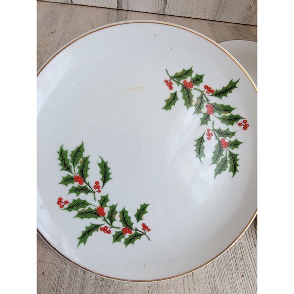 Vintage holiday leaf mistletoe white Japan plate set‎ xmas - Picture 4 of 10